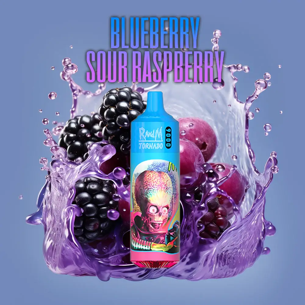 FUMOT Blueberry Sour Raspberry RandM Tornado 9000 Bar R and M Pack Of 10 Vape Pen gefährlich