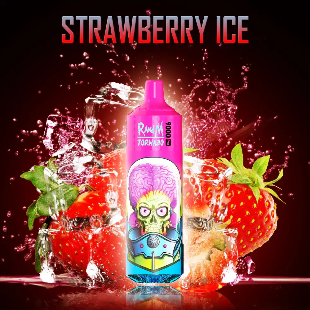 Straberry Ice FUMOT Strawberry Ice RandM Tornado 9000 Bar R and M Pack Of 10 Vape Pen ...